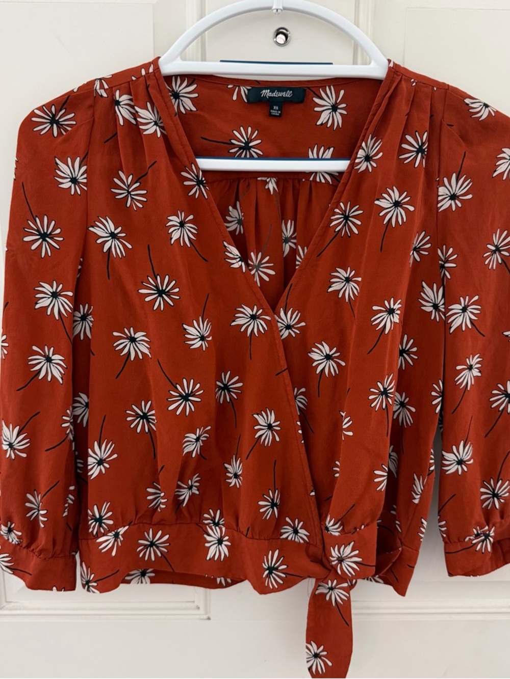 Madewell Blouse XS | NWOT Silk Floral Wrap Cropped Daisy